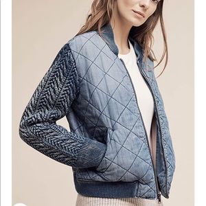 Anthropologie | Quilted Chambray Bomber Jacket